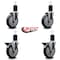 Service Caster 5'' Thermoplastic Rubber Wheel Swivel 1-3/4'' Expanding Stem Caster Set 2 Brakes, 4PK SCC-EX20S514-TPRB-2-PLB-2-134 - alternate 2